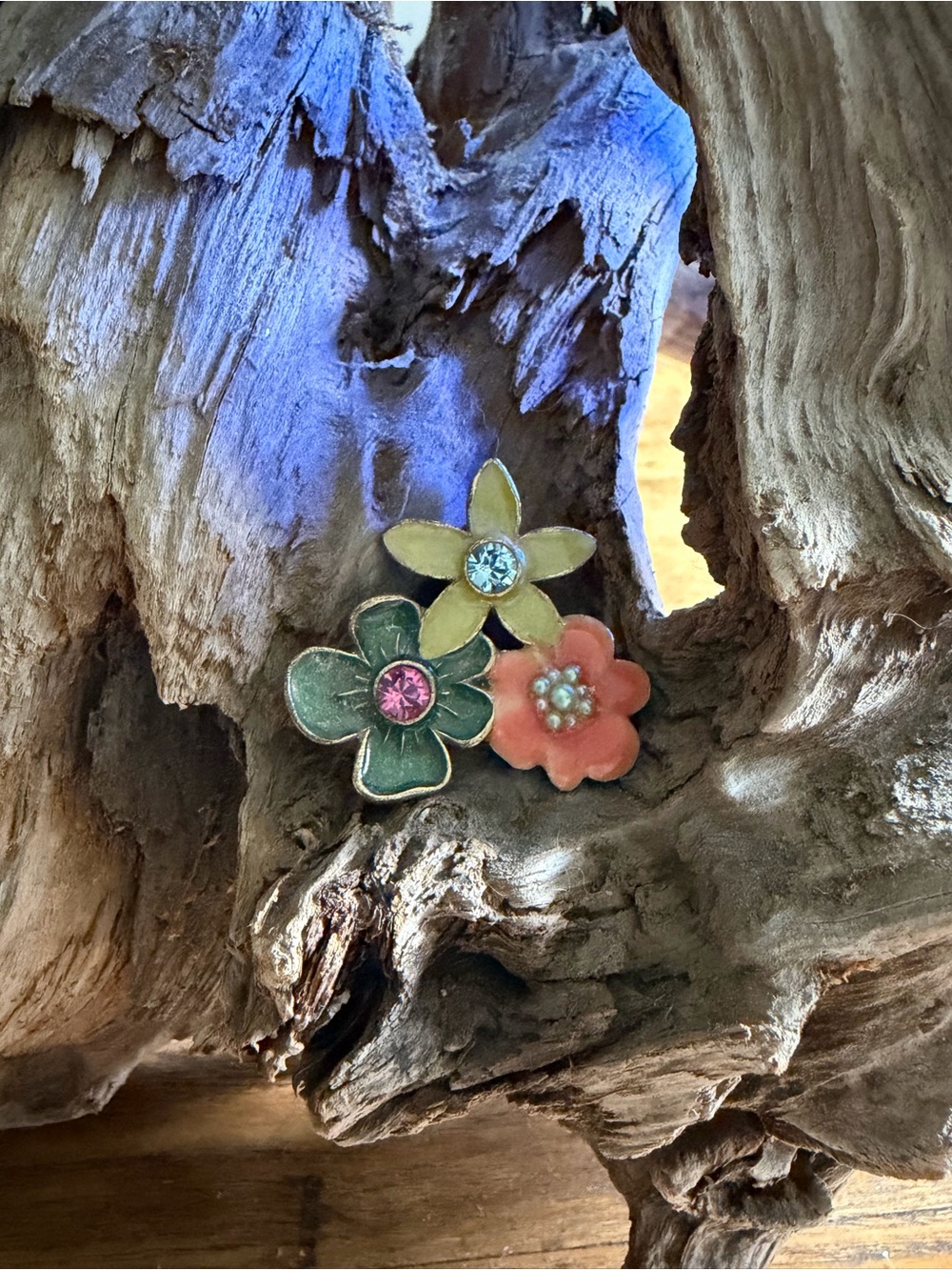 Pilgrim Enamel Floral Cluster Brooch - Green, Peach, Yellow